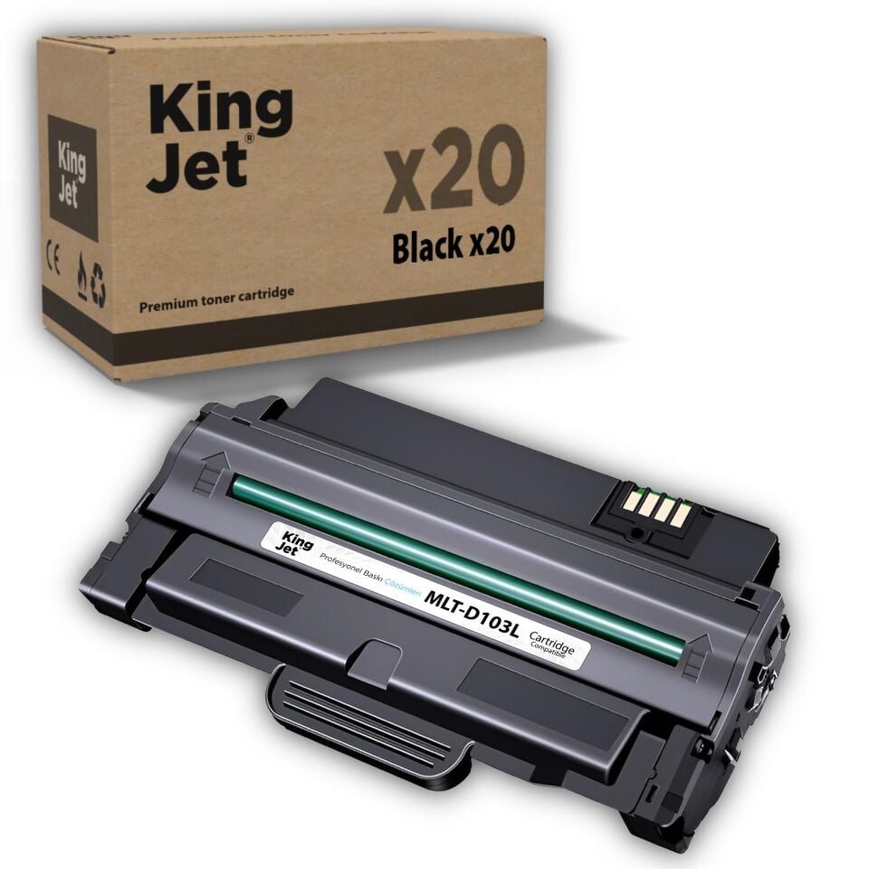 KingJET Samsung Uyumlu MLT-D103L Yüksek Kapasiteli (20'lu Paket) Siyah (Black) Çipli Muadil Toner | SCX-4729FD