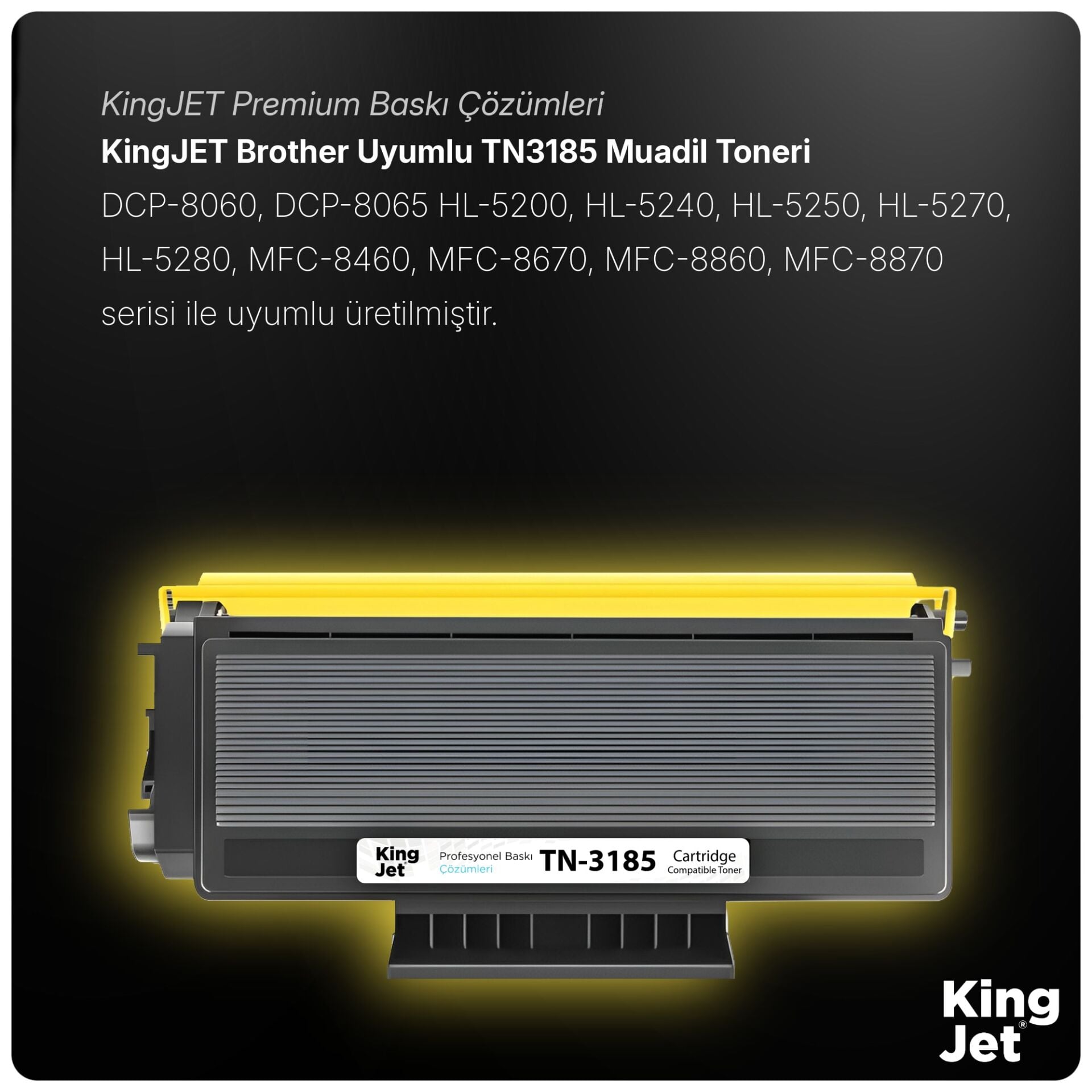 KingJET Brother Uyumlu TN-3185 Yüksek Kapasiteli (2'li Paket) Muadil Toner | MFC-8860DN