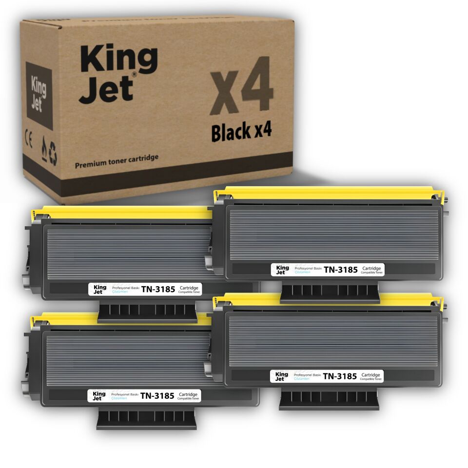 KingJET Brother Uyumlu TN-3185 Yüksek Kapasiteli (4'lü Paket) Muadil Toner