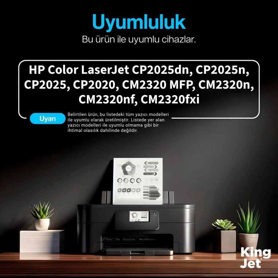 KingJET HP Uyumlu CC532A (304A) Sarı Standart Kapasiteli (Tekli) Çipli Muadil Toner | HP Color LaserJet CM2320nf