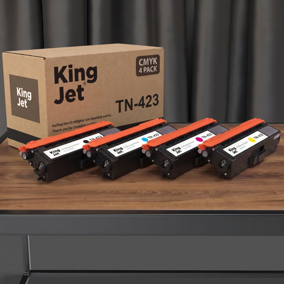 KingJET Brother Uyumlu TN-423 Yüksek Kapasiteli (4 Renk Takım) Muadil Toner