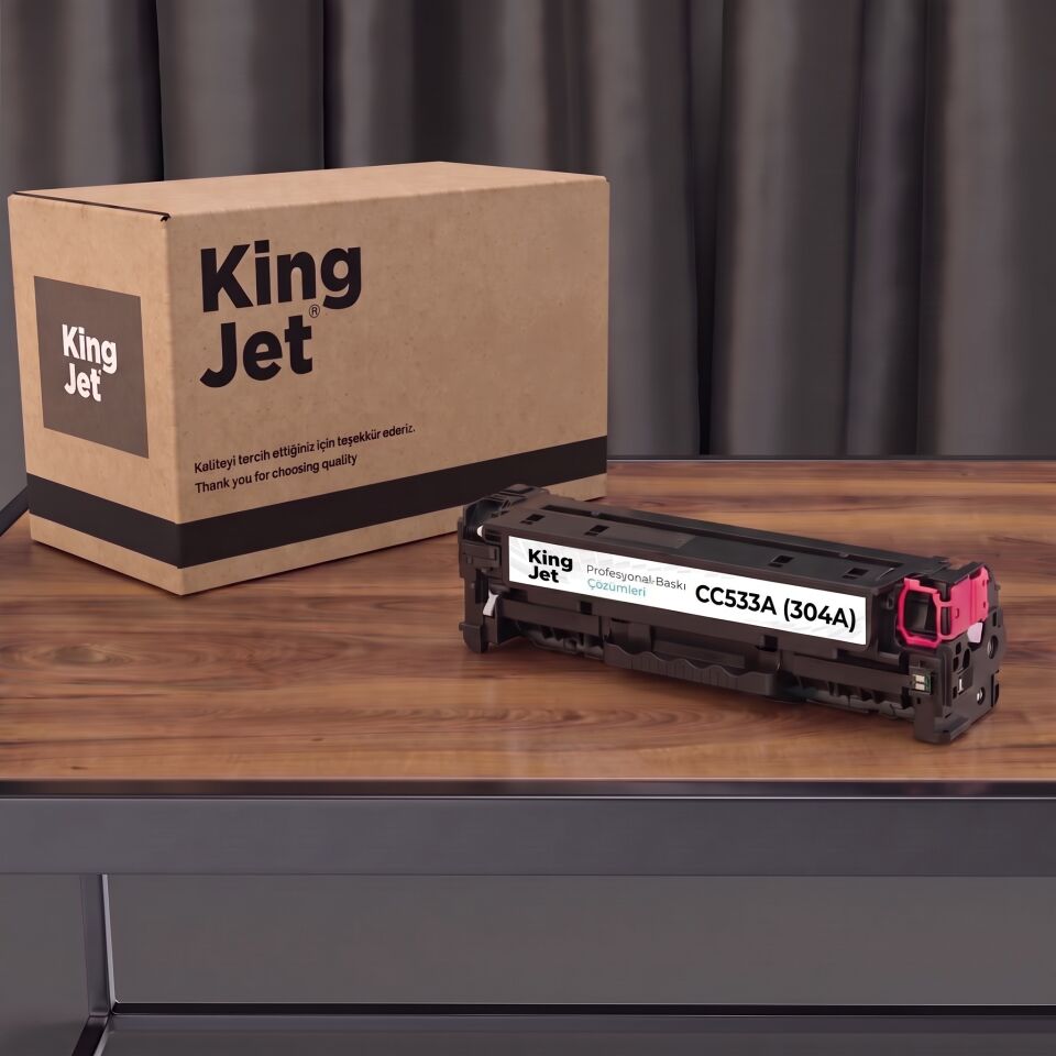 KingJET HP Uyumlu CC533A (304A) Kırmızı Standart Kapasiteli (Tekli) Çipli Muadil Toner | HP Color LaserJet CM2320fxi