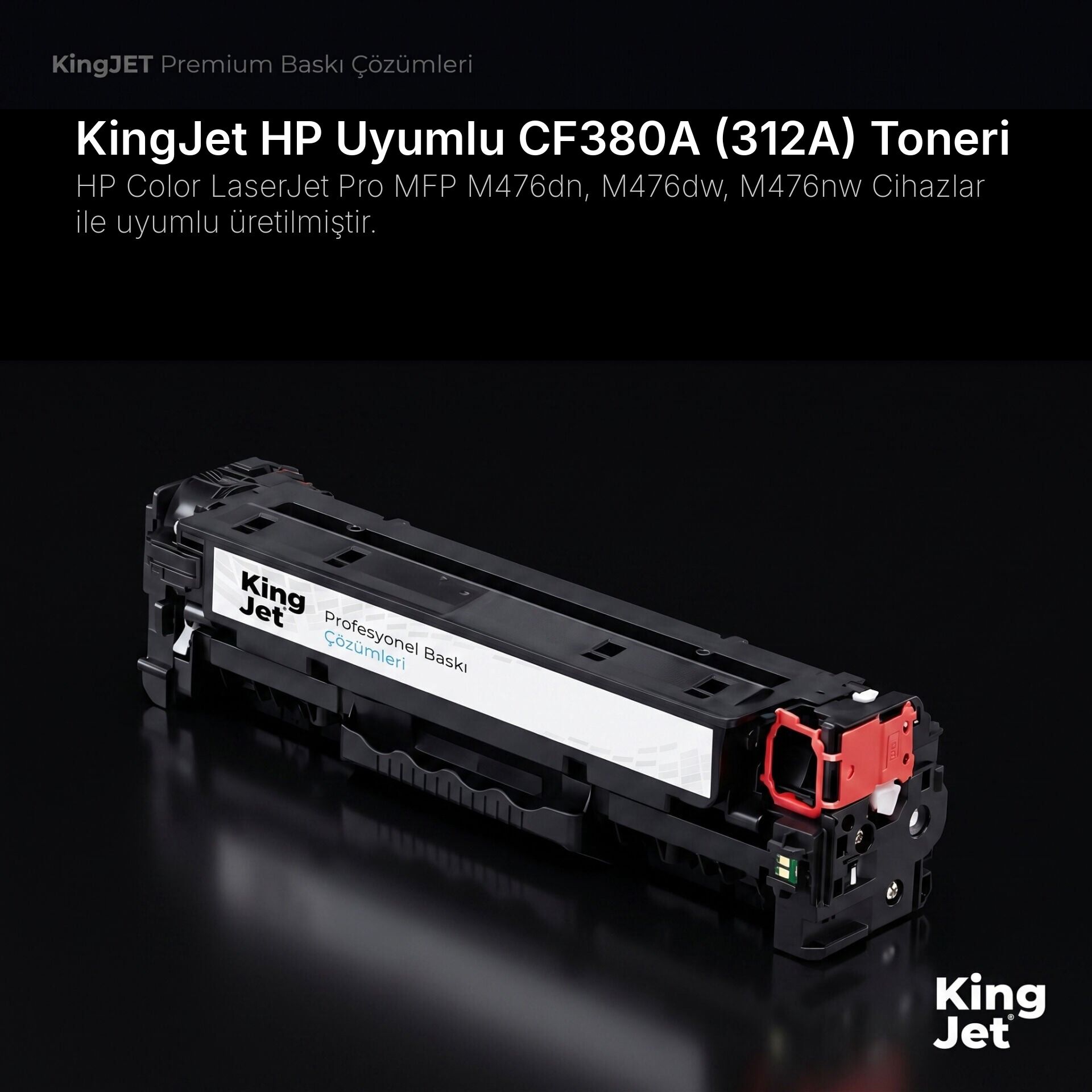 KingJET HP Uyumlu CF380A (312A) Siyah Standart Kapasiteli (Tekli) Çipli Muadil Toner