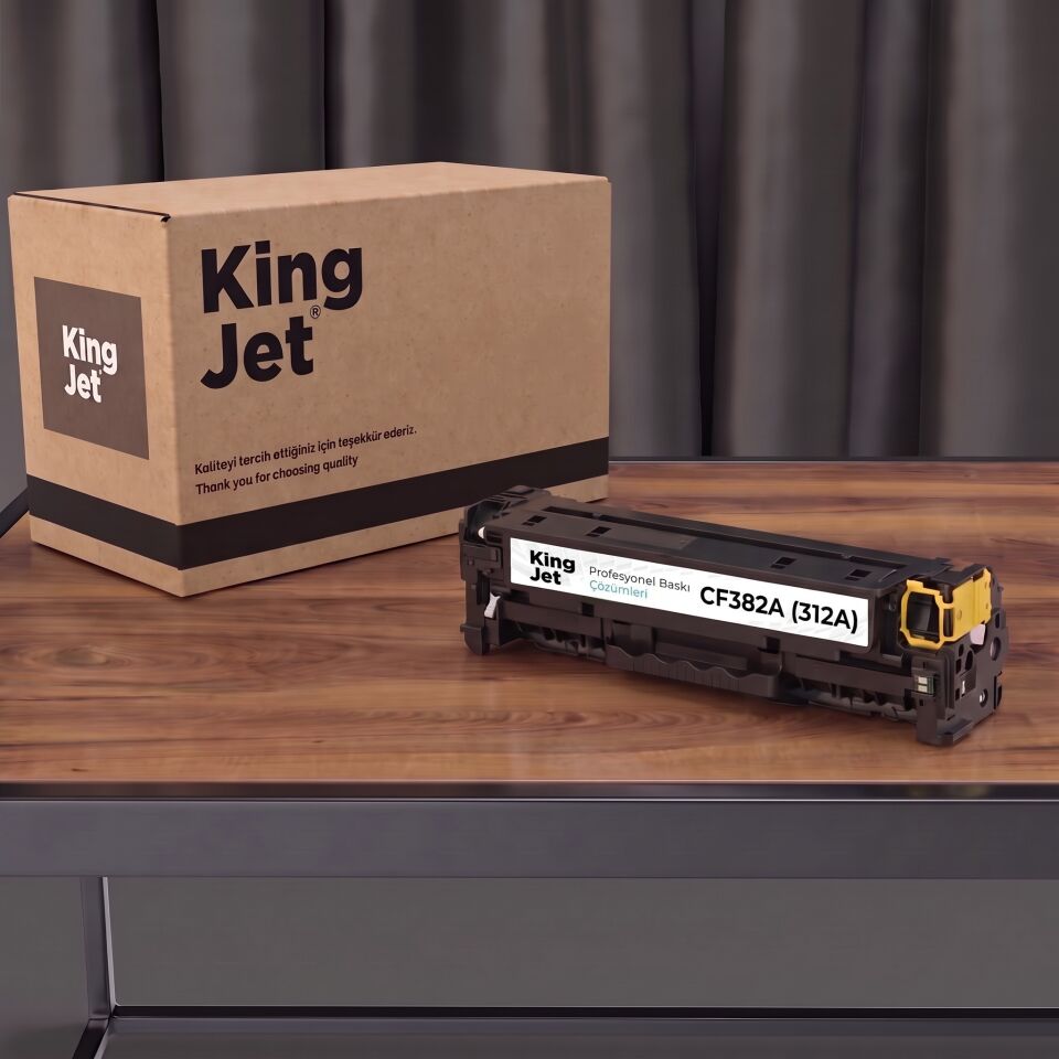 KingJET HP Uyumlu CF382A (312A) Sarı Standart Kapasiteli (Tekli) Çipli Muadil Toner
