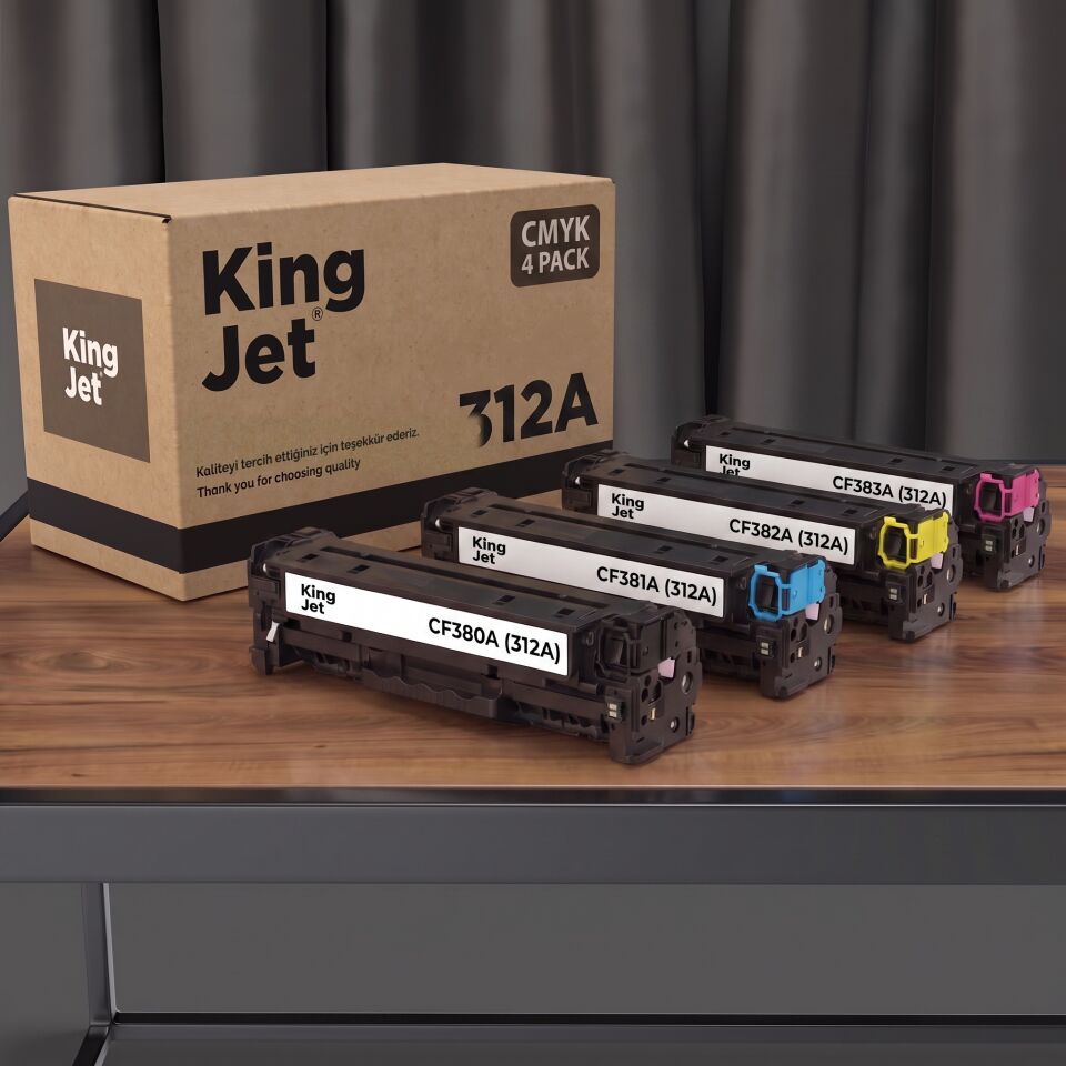 KingJET HP Uyumlu 312A 4 Renk Standart Kapasiteli (Takım) Çipli Muadil Toner | HP Color LaserJet Pro MFP M476dw
