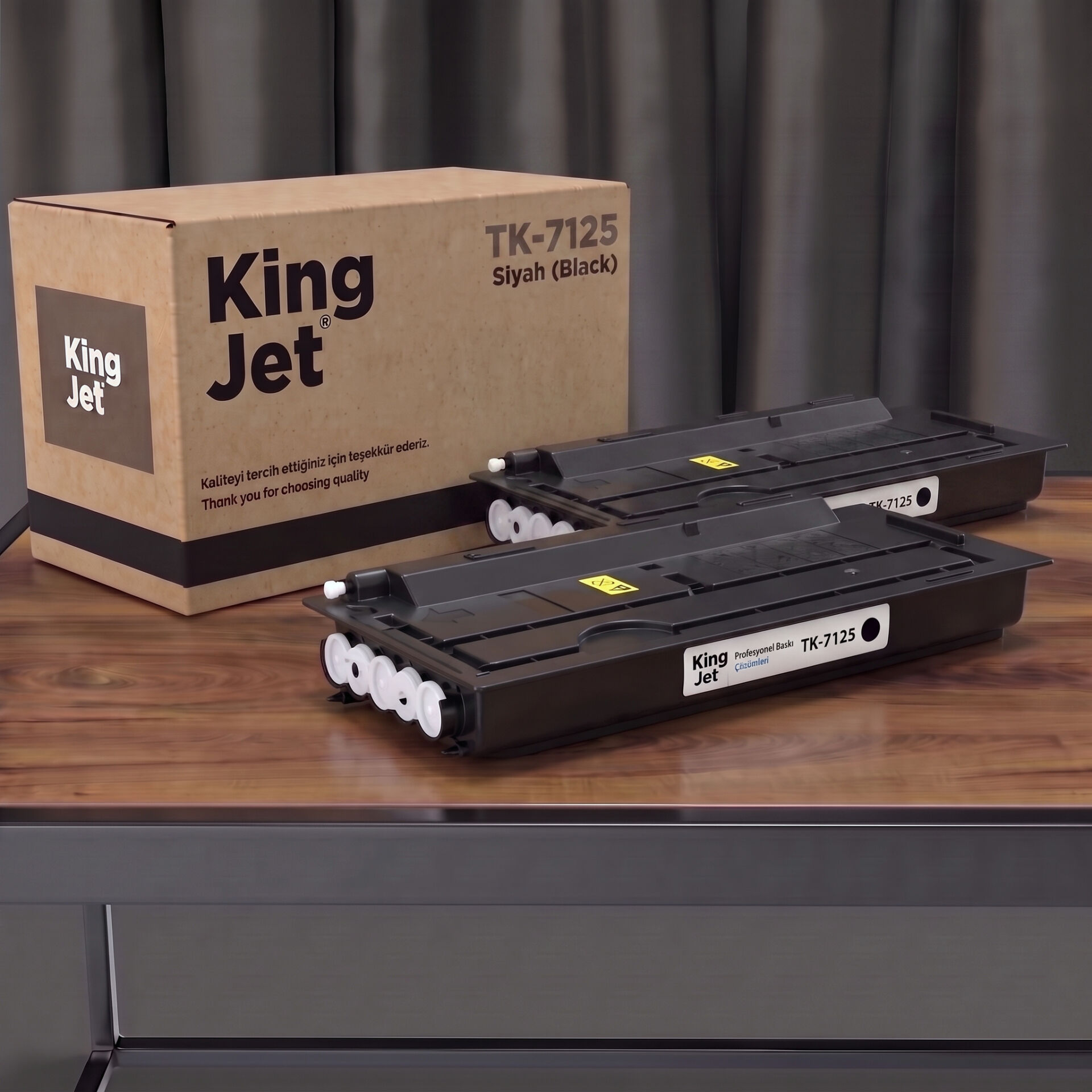 KingJET Kyocera Uyumlu TK-7125 Standart Kapasiteli (2'li Paket) Çipli Muadil Toner