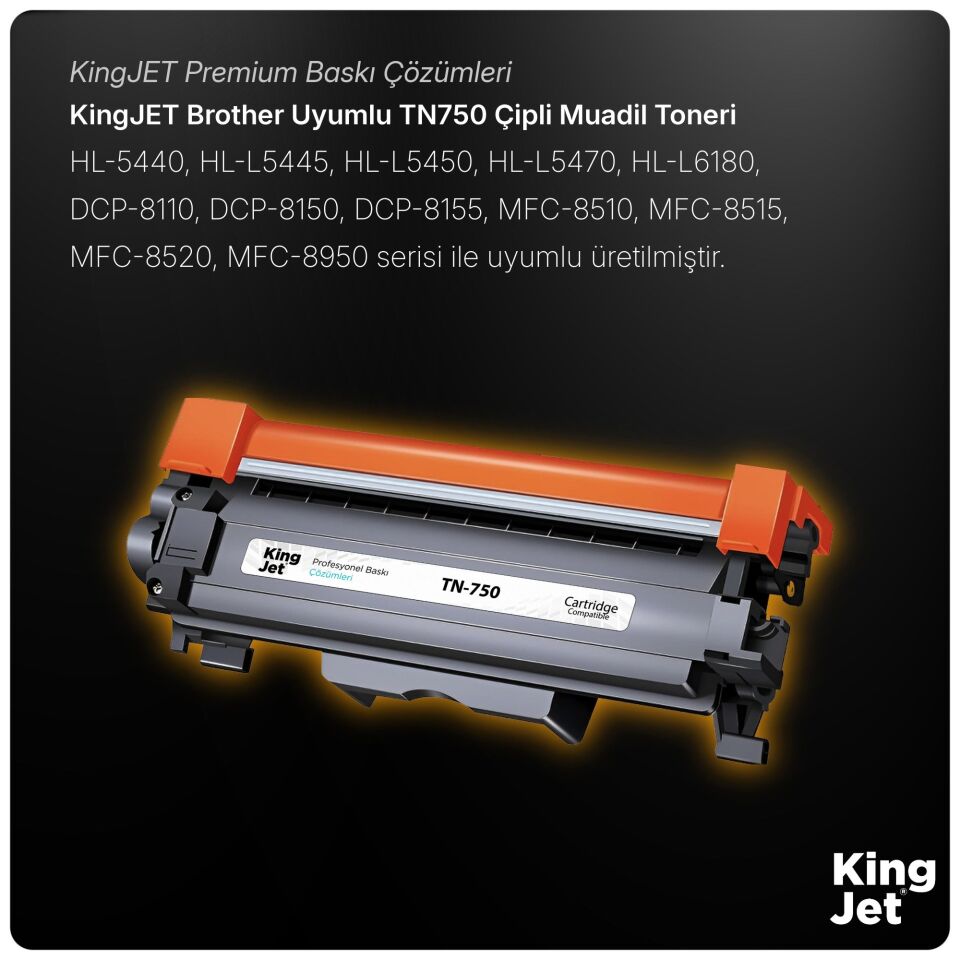 KingJET Brother Uyumlu TN750 Standart Kapasiteli (2'li Paket) Muadil Toner | HL-5440D