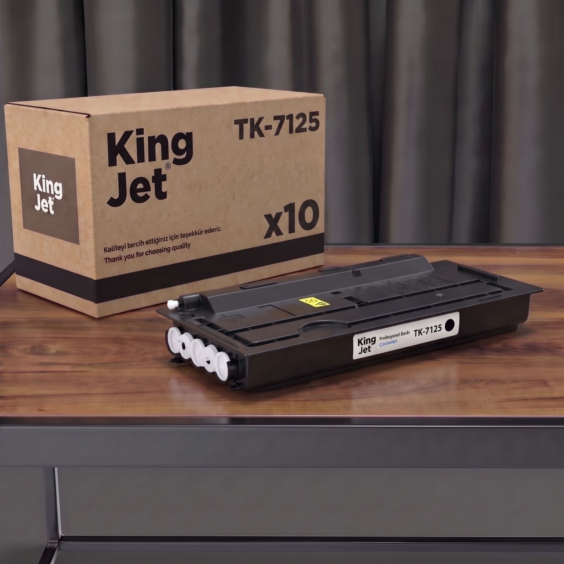 KingJET Kyocera Uyumlu TK-7125 Standart Kapasiteli (10'lu Paket) Çipli Muadil Toner