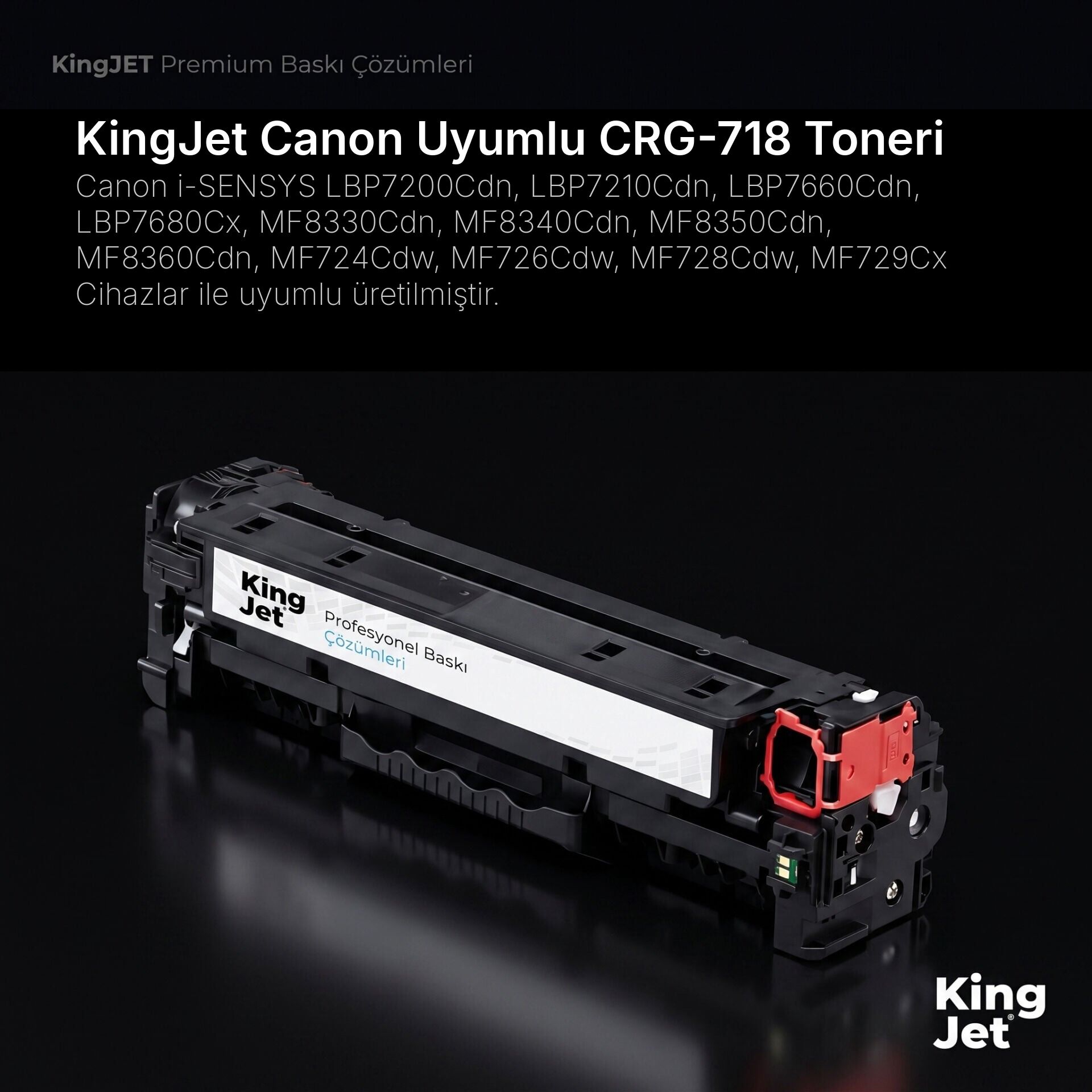 KingJET Canon Uyumlu CRG-718 Siyah Standart Kapasiteli (Tekli) Çipli Muadil Toner | MF8360Cdn