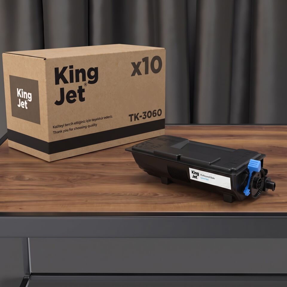 KingJET Kyocera Uyumlu TK-3060 Standart Kapasiteli (10'lu Paket) Çipli Muadil Toner