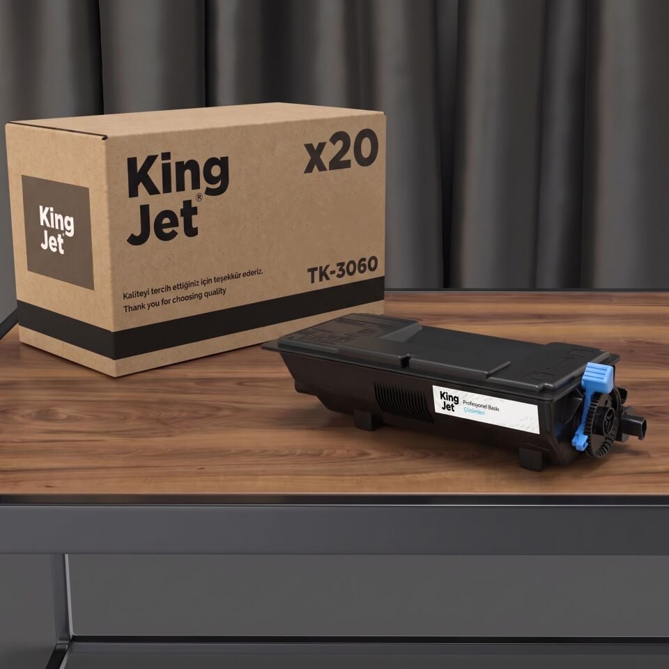 KingJET Kyocera Uyumlu TK-3060 Standart Kapasiteli (20'li Paket) Çipli Muadil Toner