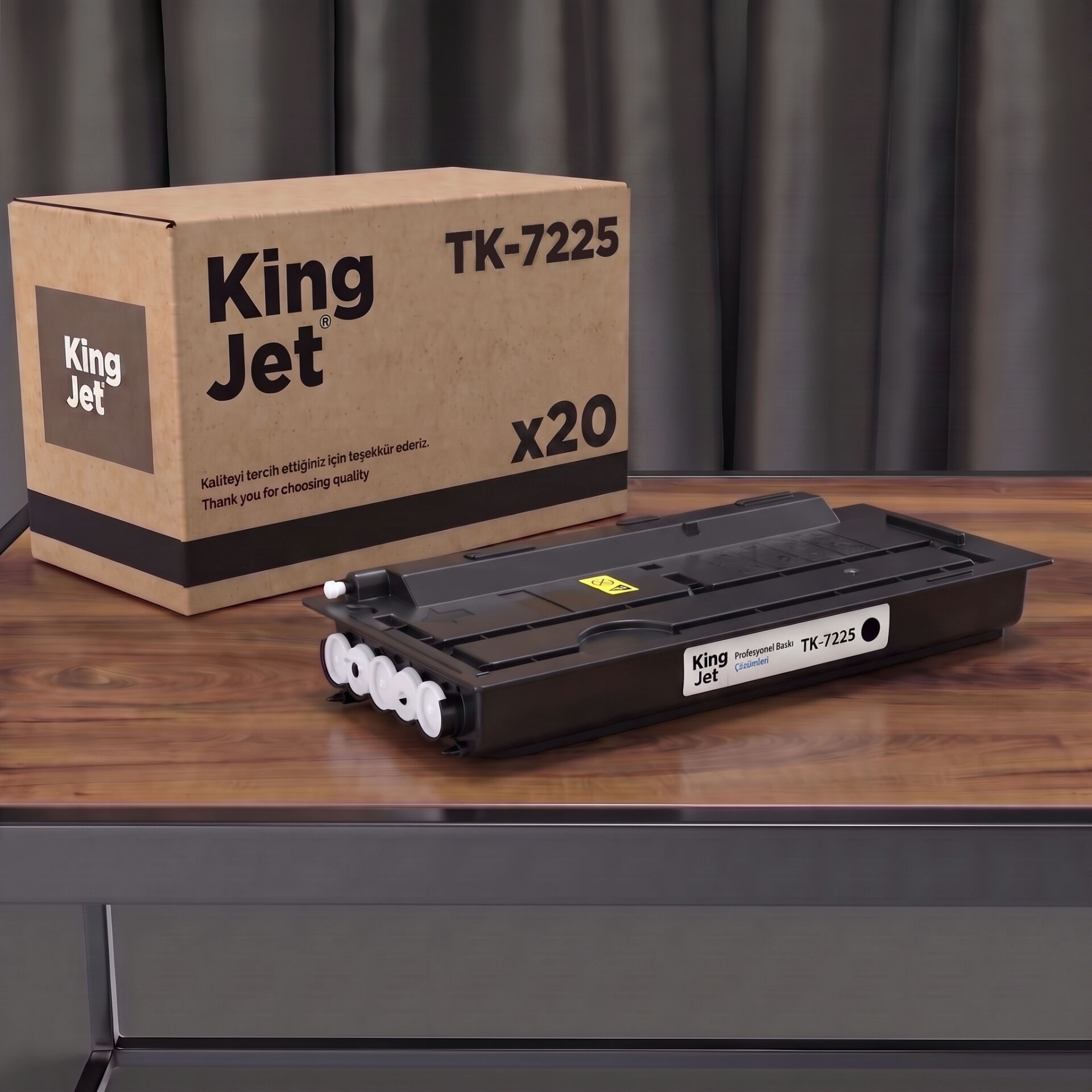 KingJET Kyocera Uyumlu TK-7225 Standart Kapasiteli (20'li Paket) Çipli Muadil Toner
