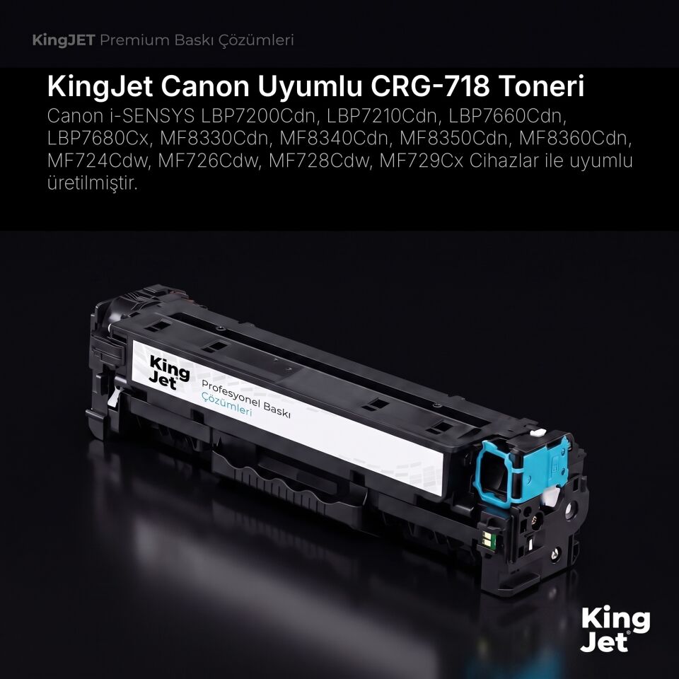 KingJET Canon Uyumlu CRG-718 Mavi Standart Kapasiteli (Tekli) Çipli Muadil Toner | MF8330Cdn