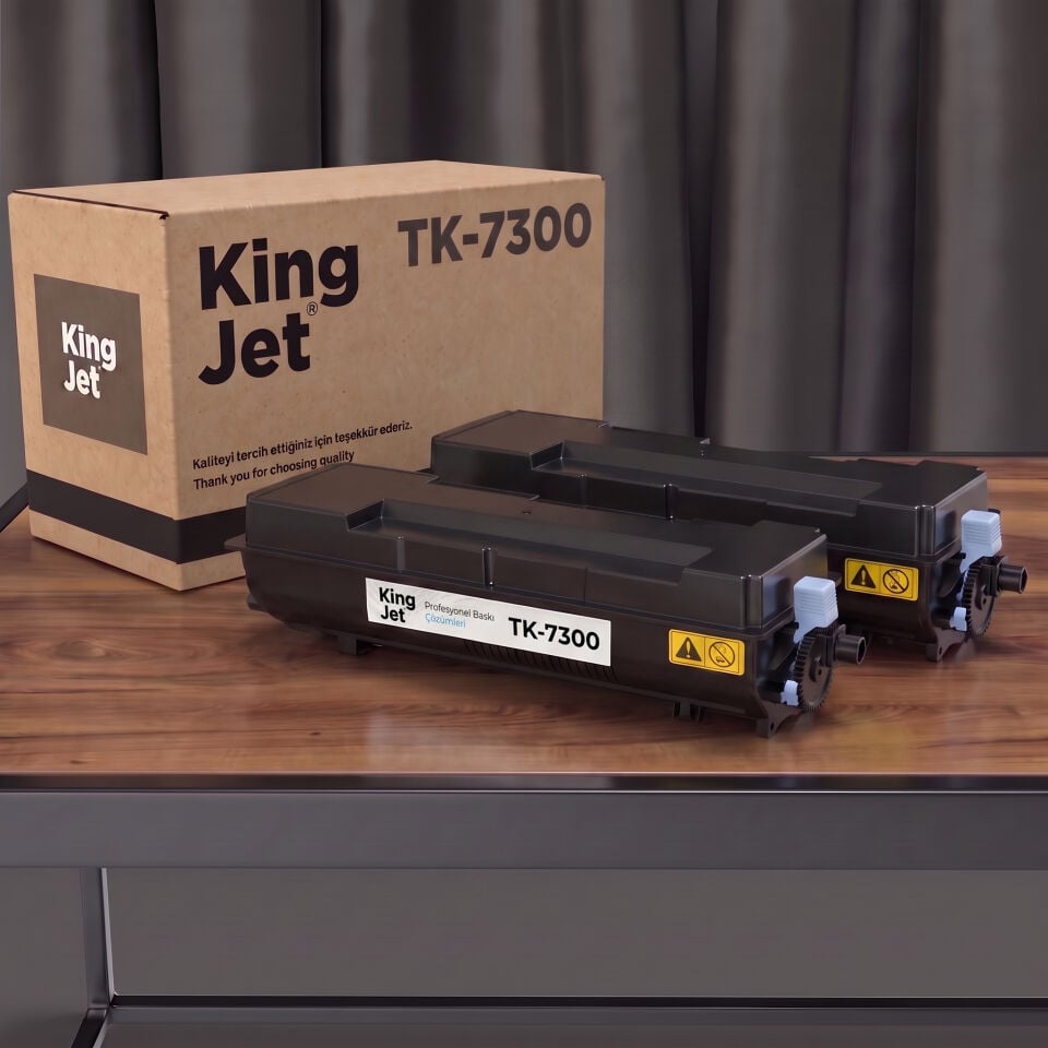KingJET Kyocera Uyumlu TK-7300 Standart Kapasiteli (2'li Paket) Çipli Muadil Toner