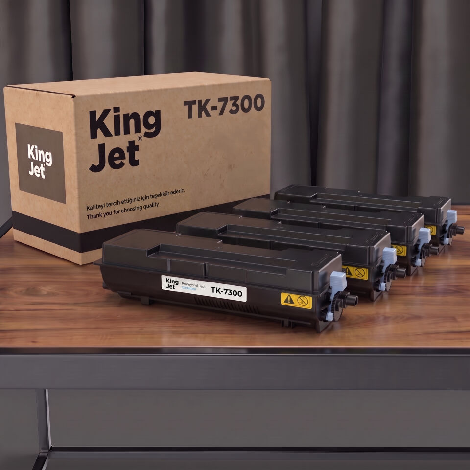 KingJET Kyocera Uyumlu TK-7300 Standart Kapasiteli (4'lü Paket) Çipli Muadil Toner