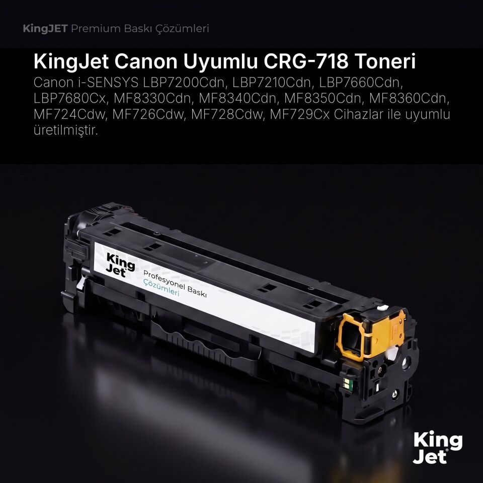 KingJET Canon Uyumlu CRG-718 Sarı Standart Kapasiteli (Tekli) Çipli Muadil Toner | MF724Cdw