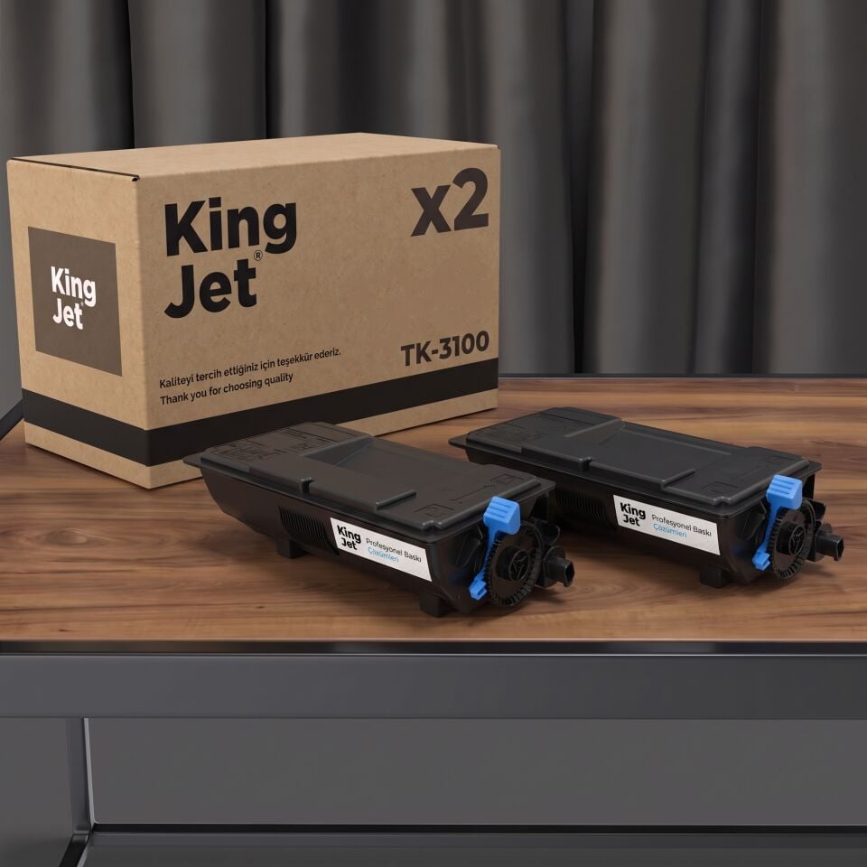 KingJET Kyocera Uyumlu TK-3100 Standart Kapasiteli (2'li Paket) Çipli Muadil Toner | ECOSYS FS-2100D
