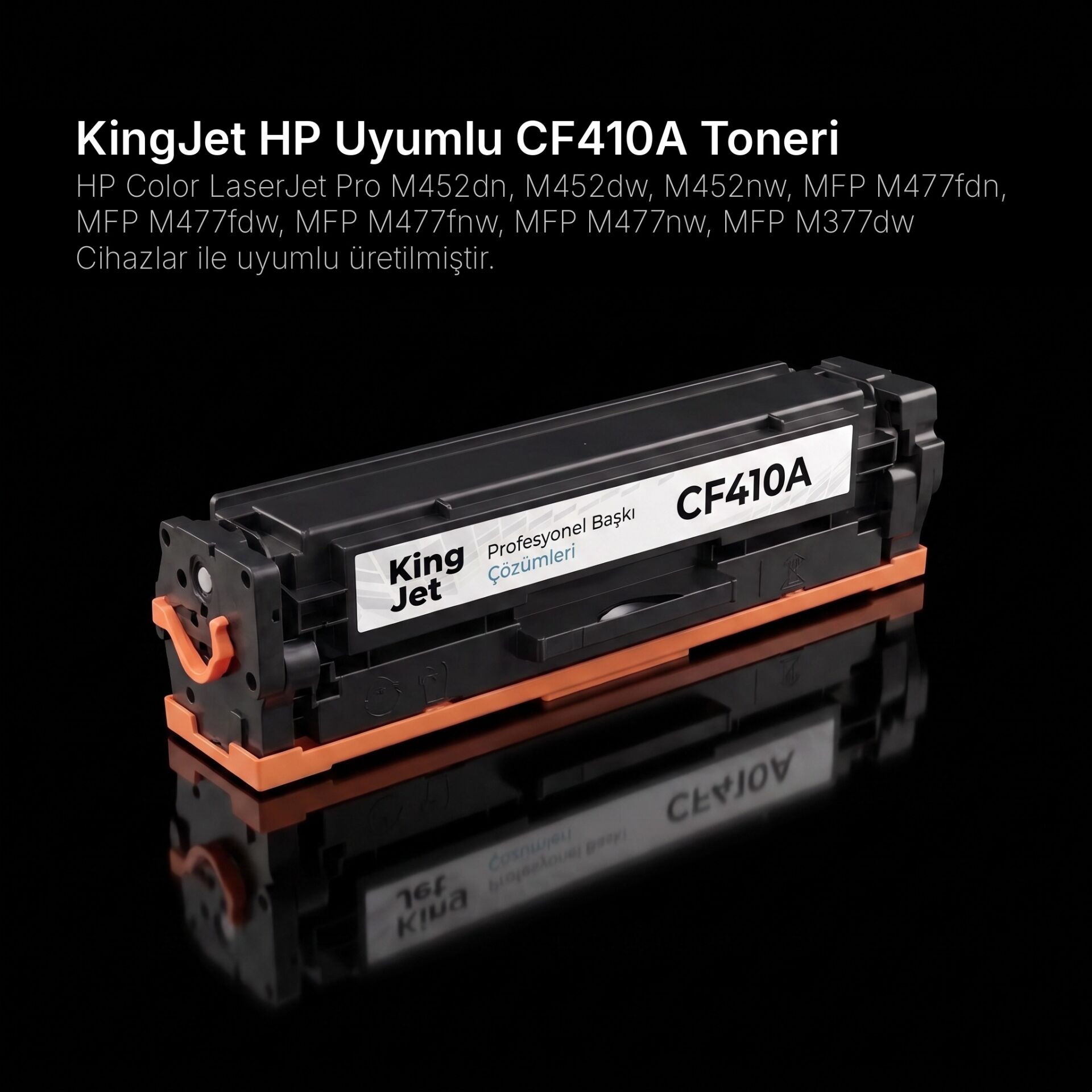 KingJET HP Uyumlu CF410A Siyah Standart Kapasiteli (Tekli) Çipli Muadil Toner | HP Color LaserJet Pro M452dn