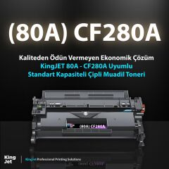 KingJET HP Uyumlu (80A) CF280A Standart Kapasiteli Çipli (2'li Paket) Muadil Toneri | M401, M425