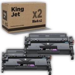 KingJET HP Uyumlu (80X) CF280X Yüksek Kapasiteli Çipli (2'li Paket) Muadil Toneri | M401, M425
