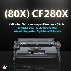 KingJET HP Uyumlu (80X) CF280X Yüksek Kapasiteli Çipli Muadil Toneri | M401, M425