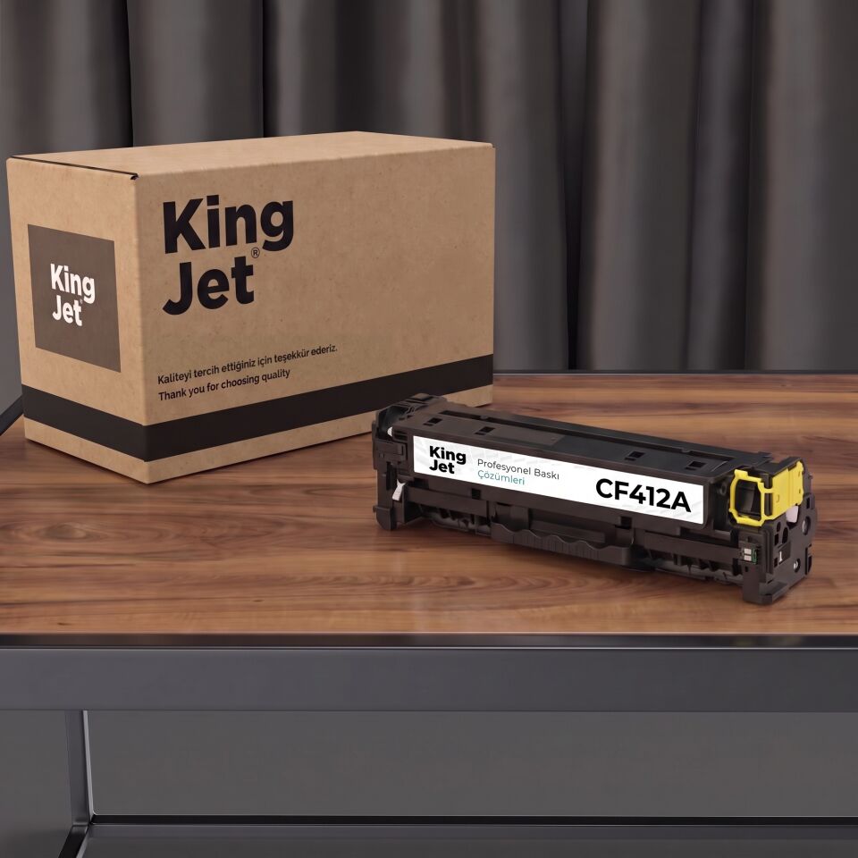 KingJET HP Uyumlu CF412A Sarı Standart Kapasiteli (Tekli) Çipli Muadil Toner