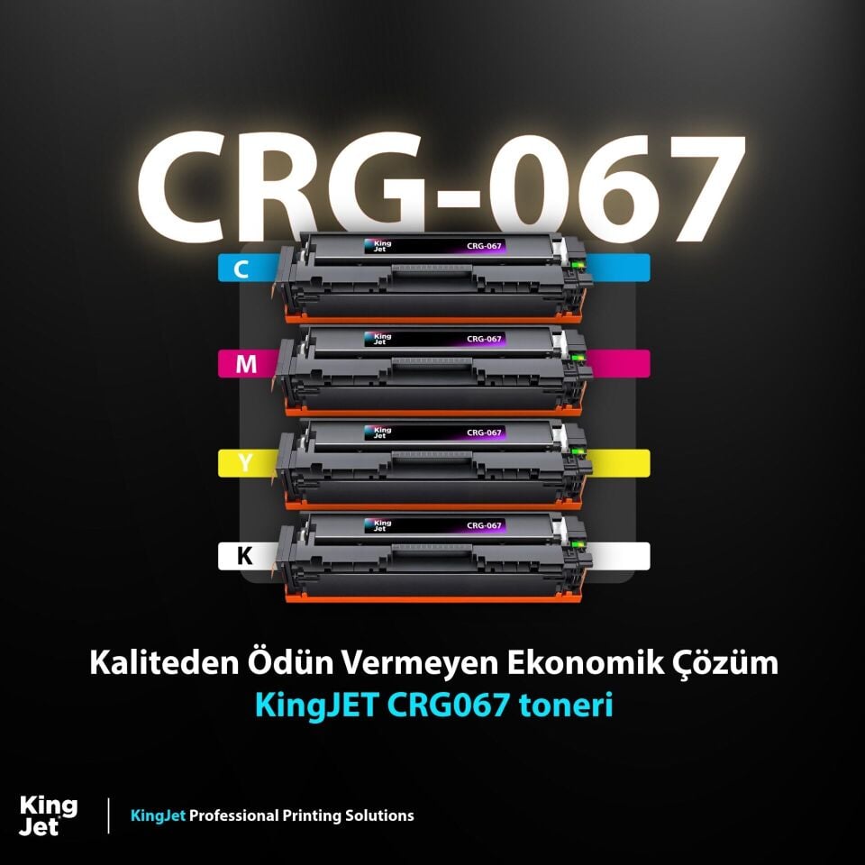 Kingjet Canon Uyumlu CRG-067 Standart Kapasiteli 4 Renk (Takım) Muadil Toner Çipli