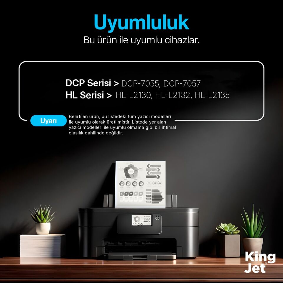 KingJET Brother Uyumlu TN-2060 Standart Kapasiteli (2'li Paket) Muadil Toner | DCP-7055W