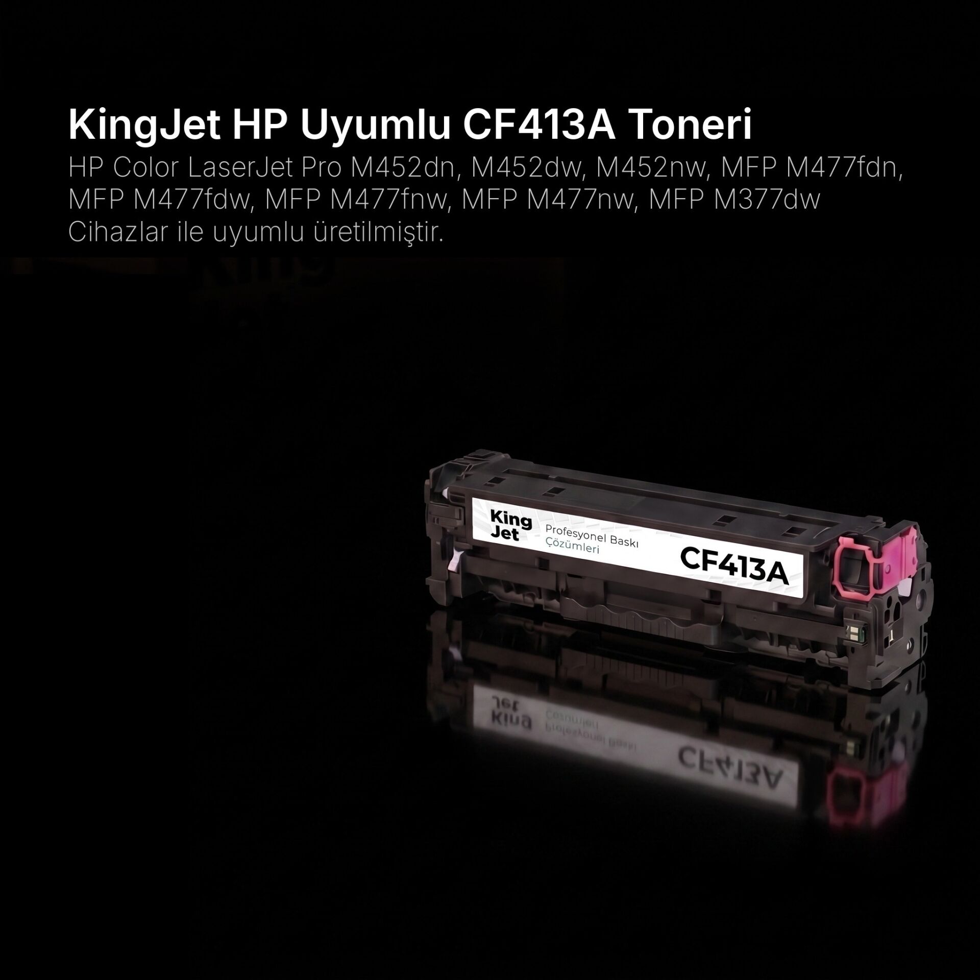 KingJET HP Uyumlu CF413A Kırmızı Standart Kapasiteli (Tekli) Çipli Muadil Toner | MFP M477fdn