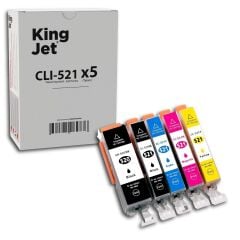 Kingjet Canon  PGI-520 & CLI-521 Uyumlu 5 Renk (Takım) Muadil Kartuş Çipli | PIXMA MP630
