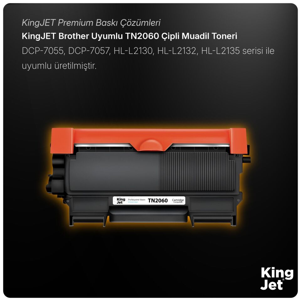 KingJET Brother Uyumlu TN-2060 Standart Kapasiteli (4'lü Paket) Muadil Toner | DCP-7055W