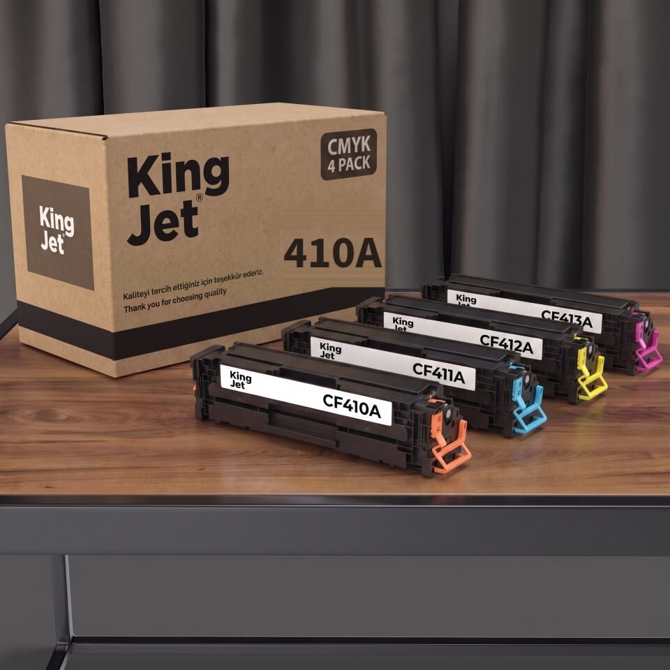 KingJET HP Uyumlu CF410A 4 Renk Standart Kapasiteli (Takım) Çipli Muadil Toner | MFP M477fnw