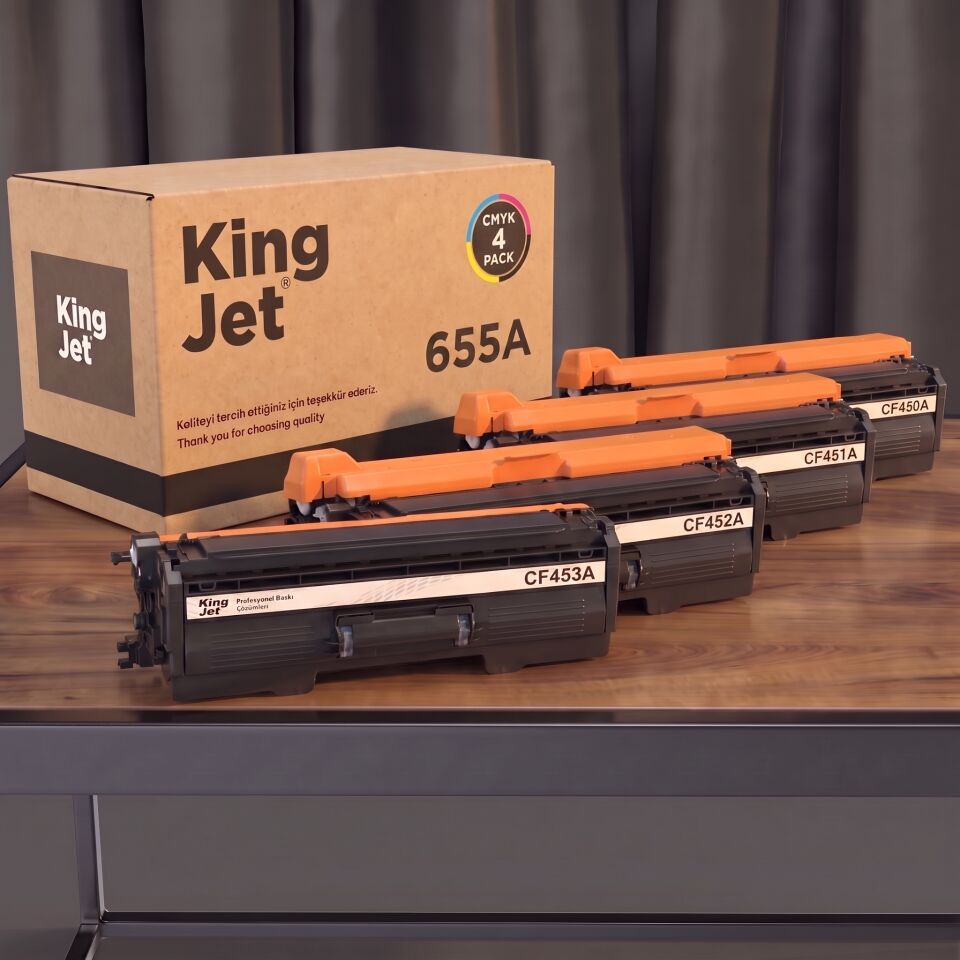KingJET HP Uyumlu CF450A CF451A CF452A CF453A 4 Renk Takım Çipli Muadil Toner | M652N