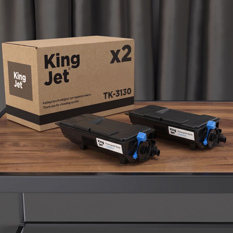 KingJET Kyocera Uyumlu TK-3130 Standart Kapasiteli (2'li Paket) Çipli Muadil Toner