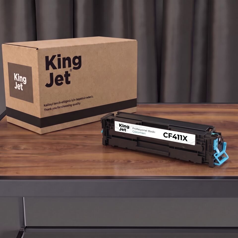 KingJET HP Uyumlu CF411X Mavi Standart Kapasiteli (Tekli) Çipli Muadil Toner | M452nw