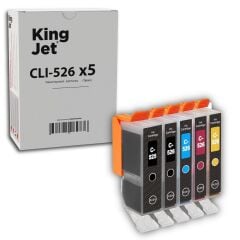 Kingjet Canon  PGI-525 & CLI-526 Uyumlu 5 Renk (Takım) Muadil Kartuş Çipli | PIXMA MG5350
