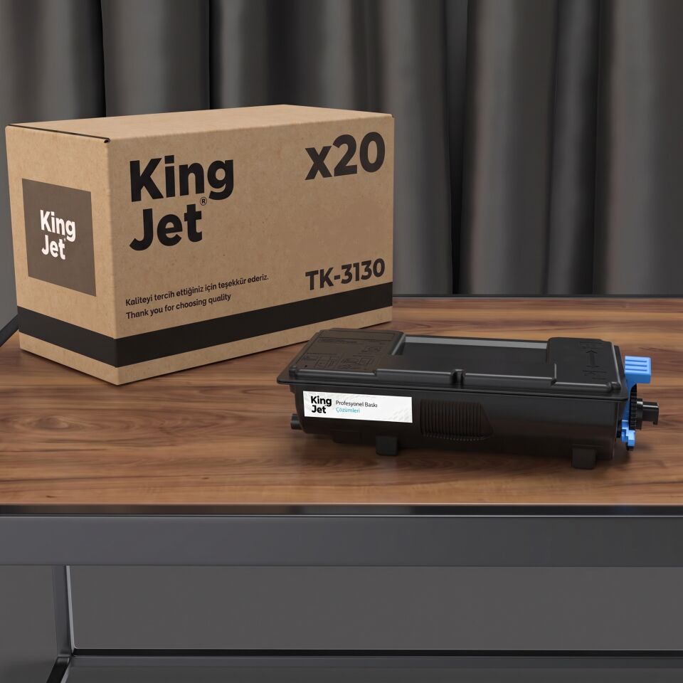 KingJET Kyocera Uyumlu TK-3130 Standart Kapasiteli (20'li Paket) Çipli Muadil Toner | ECOSYS FS-4300DN