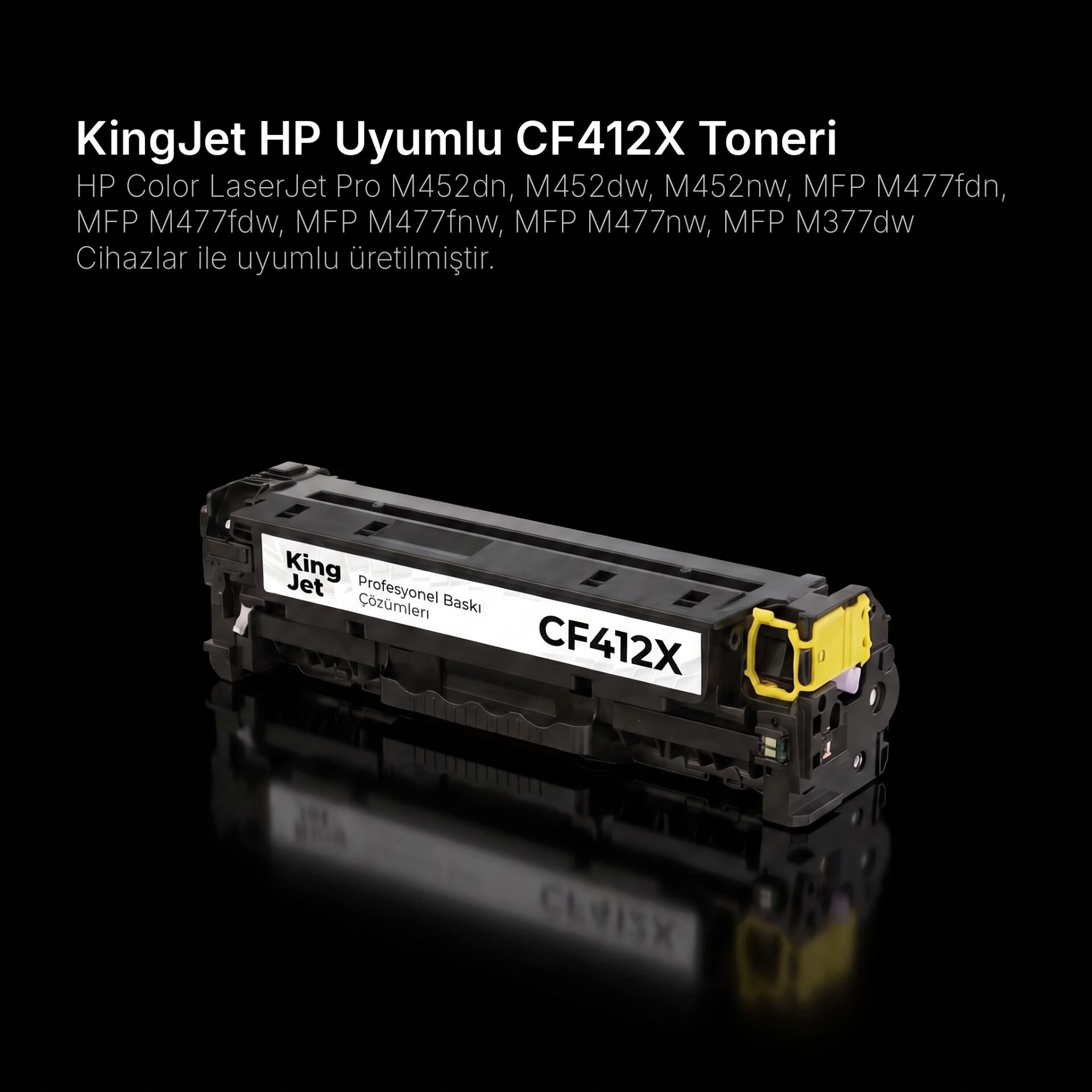 KingJET HP Uyumlu CF412X Sarı Yüksek Kapasiteli (Tekli) Çipli Muadil Toner | MFP M477fdn