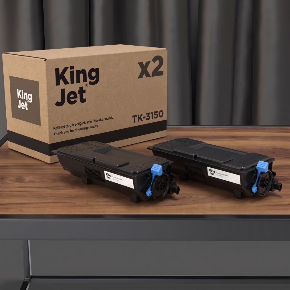 KingJET Kyocera Uyumlu TK-3150 Standart Kapasiteli (2'li Paket) Çipli Muadil Toner