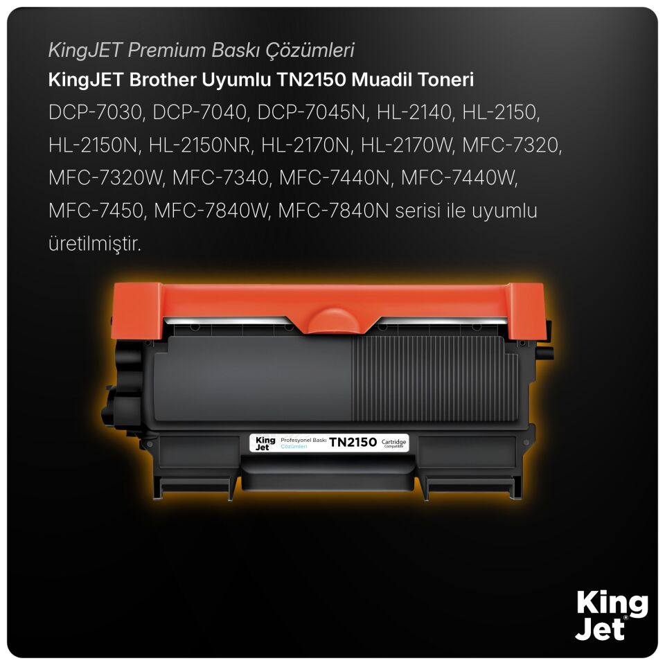 KingJET Brother Uyumlu TN-2150 Standart Kapasiteli (2'li Paket) Muadil Toner | HL-2150NR