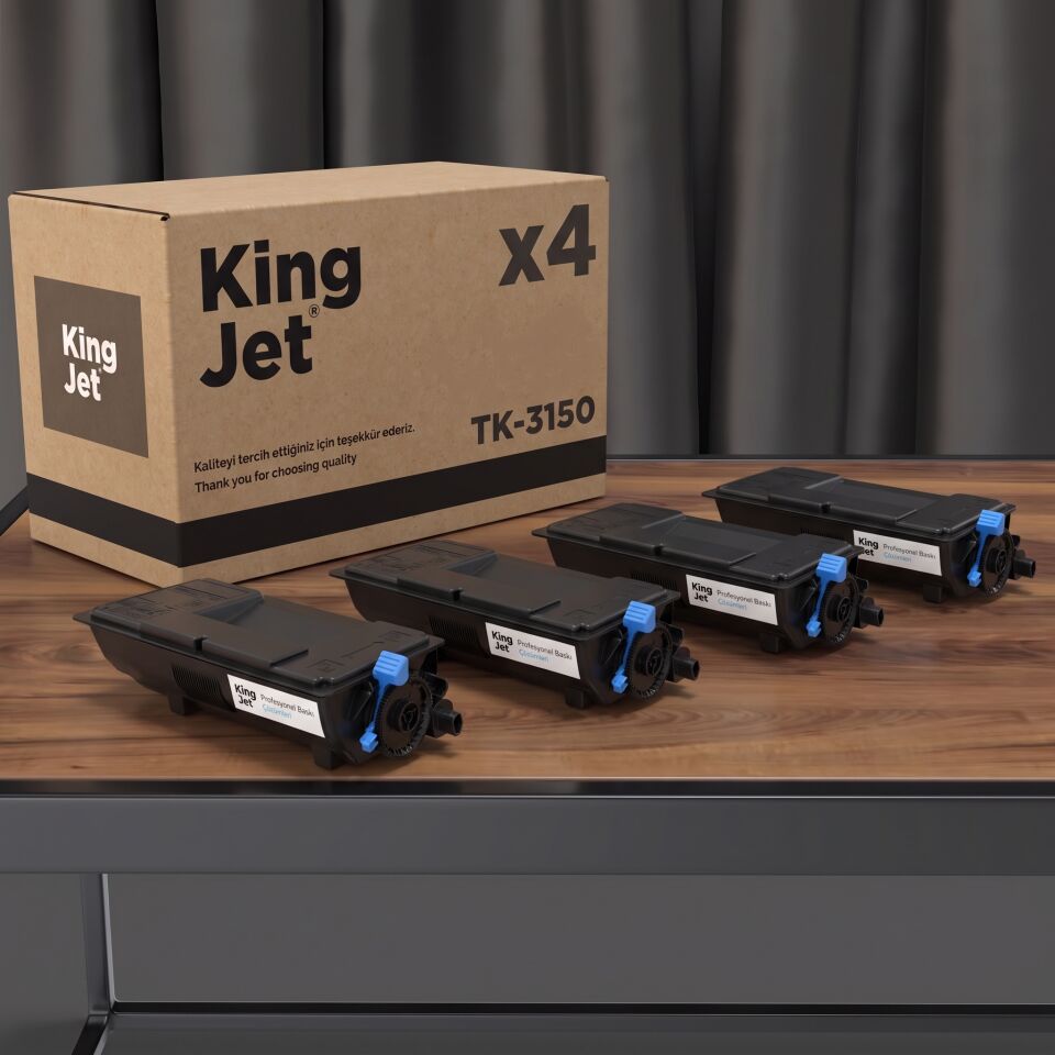 KingJET Kyocera Uyumlu TK-3150 Standart Kapasiteli (4'lü Paket) Çipli Muadil Toner | ECOSYS M3040idn