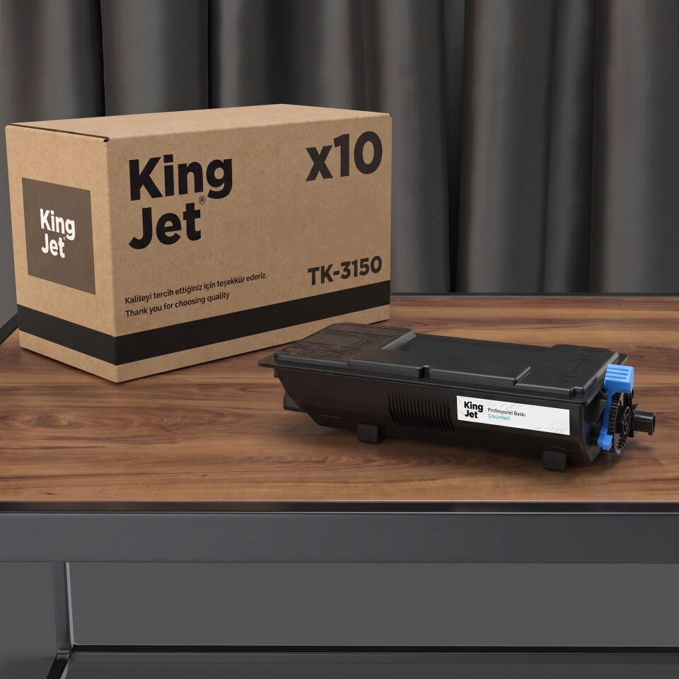 KingJET Kyocera Uyumlu TK-3150 Standart Kapasiteli (10'lu Paket) Çipli Muadil Toner