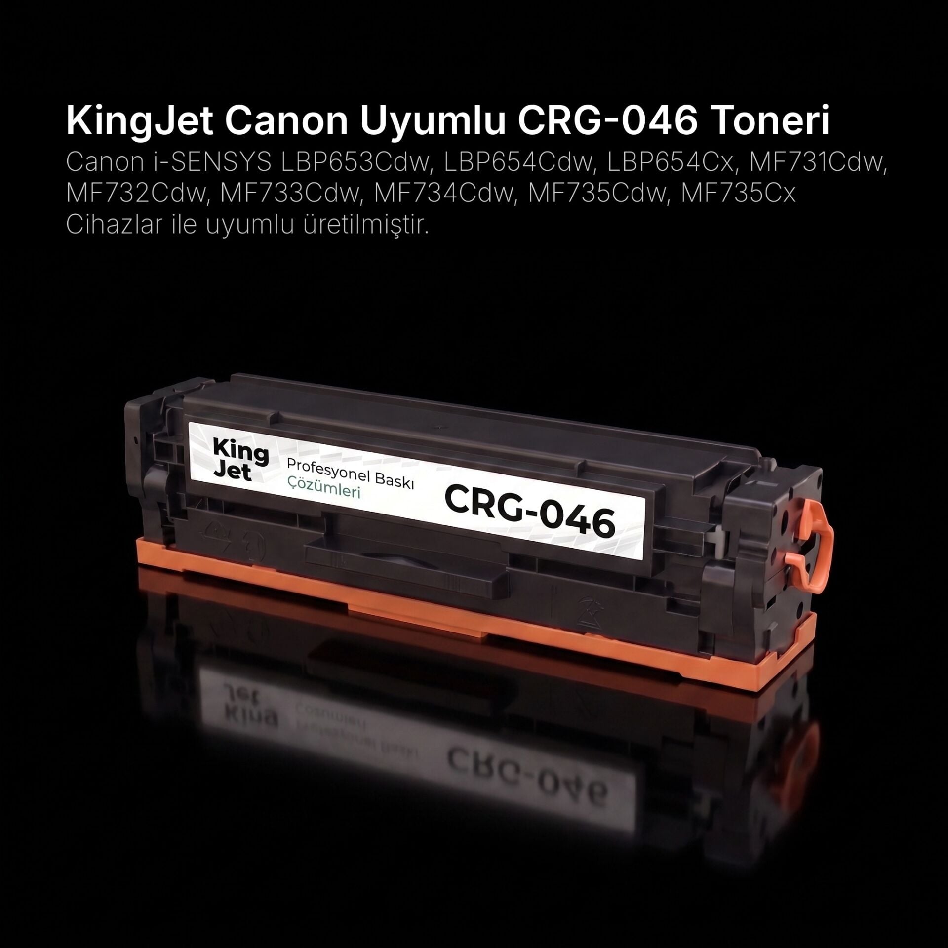 KingJET Canon Uyumlu CRG-046 Siyah Standart Kapasiteli (Tekli) Çipli Muadil Toner | LBP654Cdw