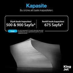 Kingjet Canon Pixma TS9055 Uyumlu Yüksek Kapasiteli 5 Renk (Takım) Muadil Kartuş Çipli