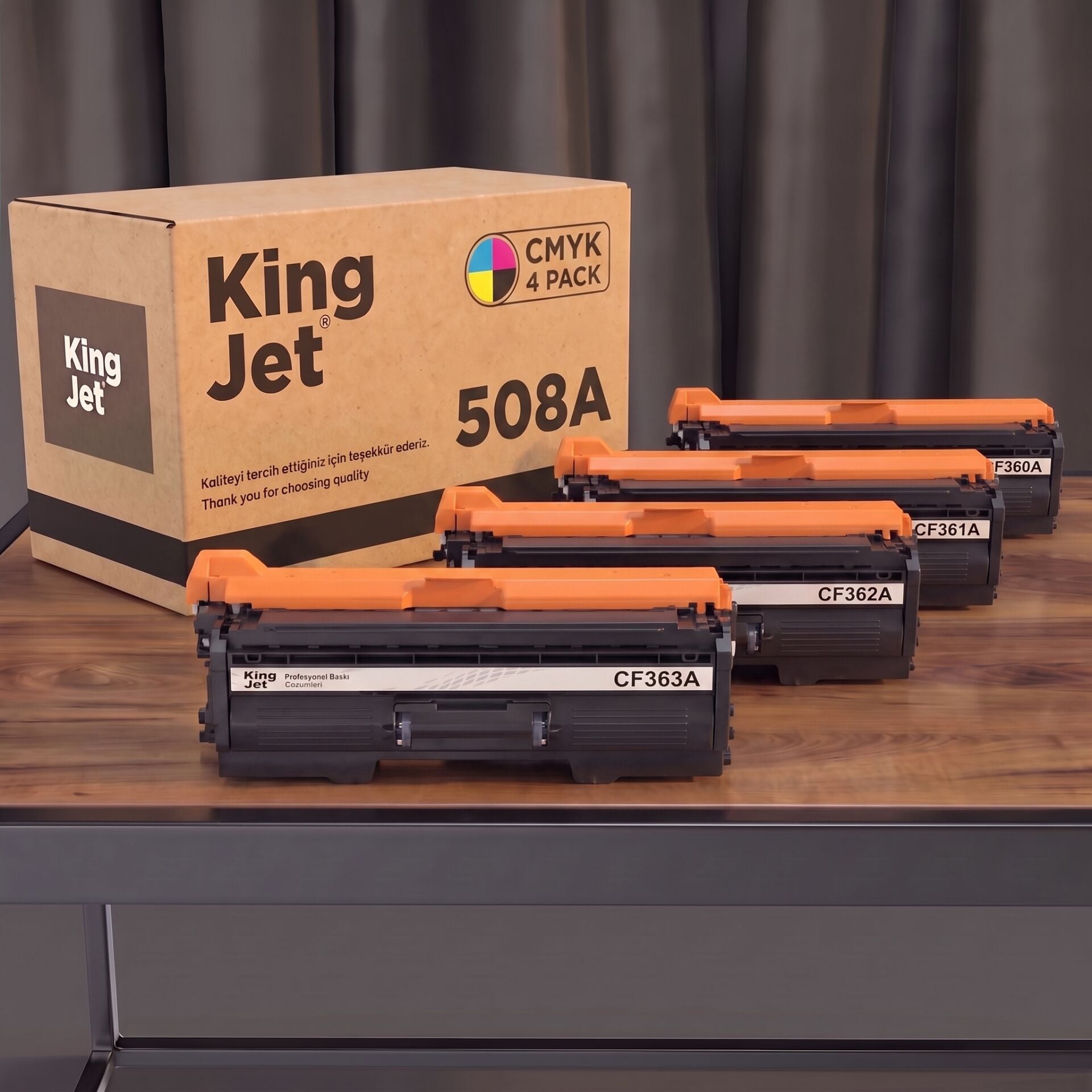 KingJET HP Uyumlu (508A) CF360A 4 Renk Standart Kapasiteli (Takım) Çipli Muadil Toner