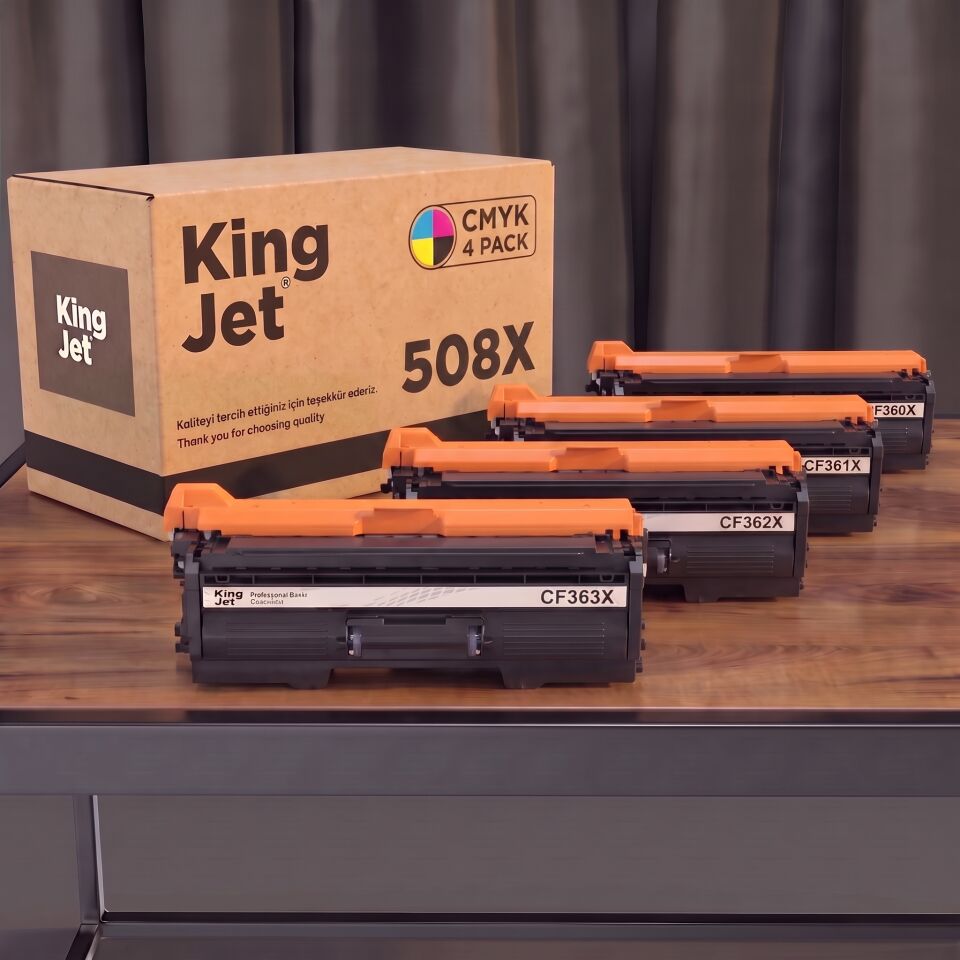 KingJET HP Uyumlu (508X) 4 Renk Yüksek Kapasiteli (Takım) Çipli Muadil Toner