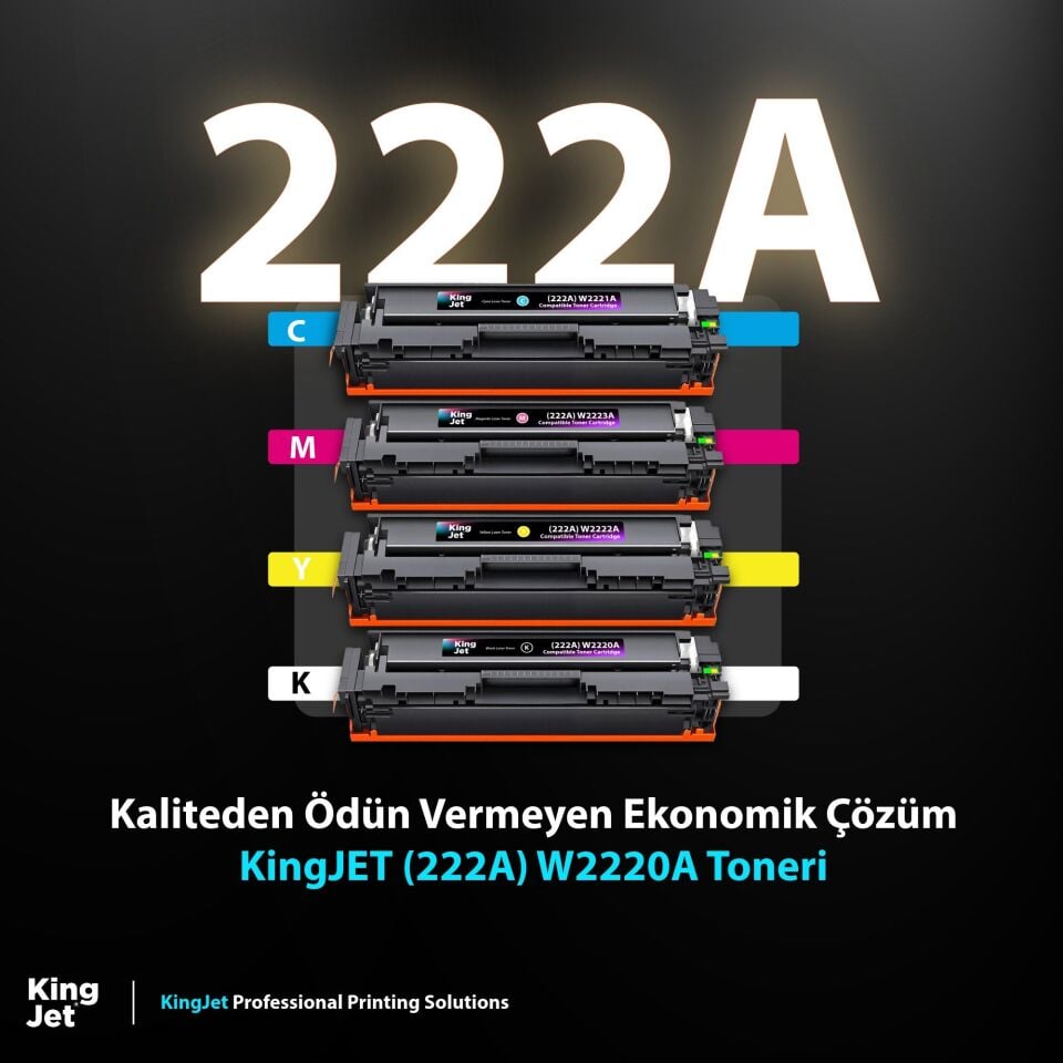 KingJET HP Uyumlu (222A) W2220A Standart Kapasiteli 4 Renk (Takım) Çipli Muadil Toneri |  LaserJet Pro 3208