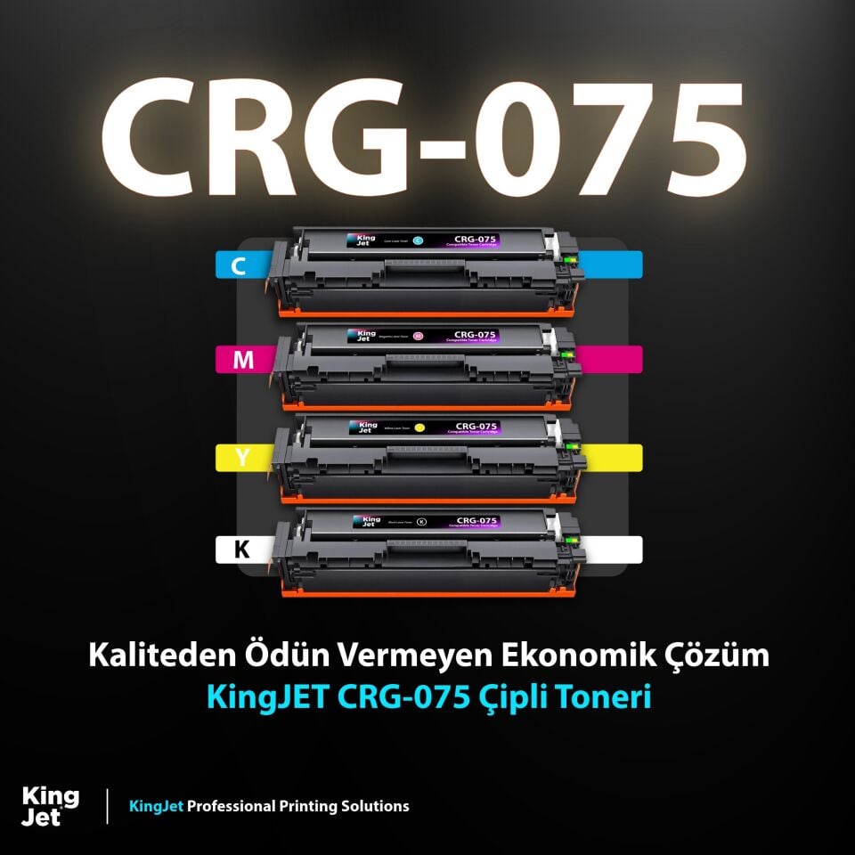 KingJET Canon Uyumlu CRG-075 Standart Kapasiteli 4 Renk (Takım) Çipli Muadil Toneri | LBP646cdw
