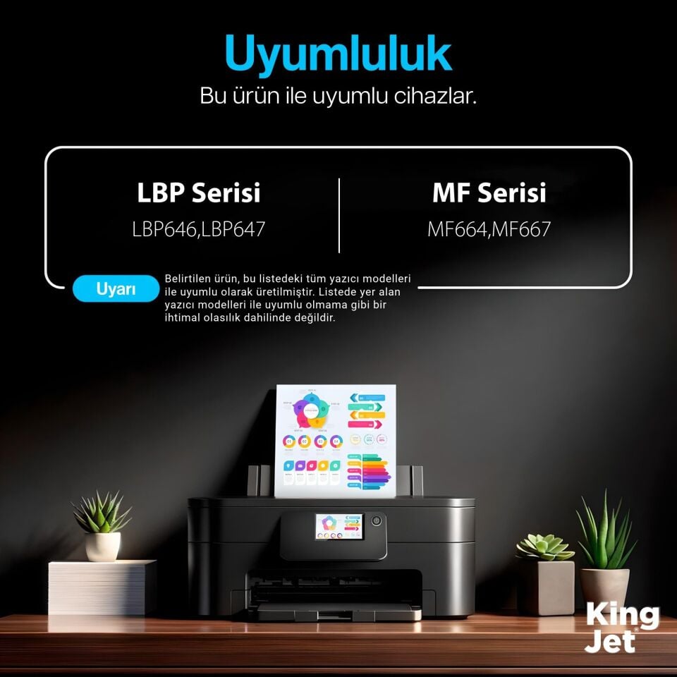 KingJET Canon Uyumlu CRG-075 Standart Kapasiteli 4 Renk (Takım) Çipli Muadil Toneri | LBP647cdw