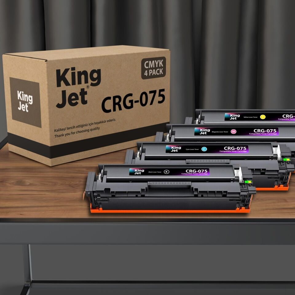 KingJET Canon Uyumlu CRG-075 Standart Kapasiteli 4 Renk (Takım) Çipli Muadil Toneri | MF662cdw